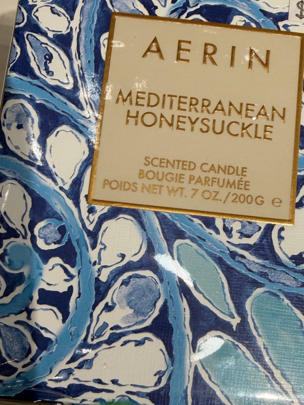 Aerin Mediterranean Honeysuckle Scented Candle - Navy Blue, Light Blue, Whitenew